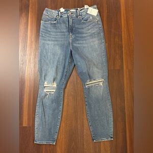 Good American Good Legs Crop Jeans Size 18 Distressed Skinny NWT